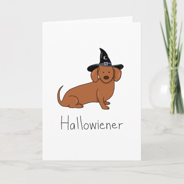 Carte Hallowiener - chien de saucisse de Halloween (Devant)