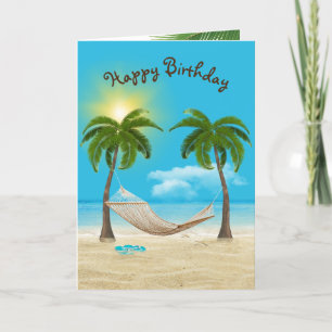 Carte Hamac d'anniversaire sur la plage