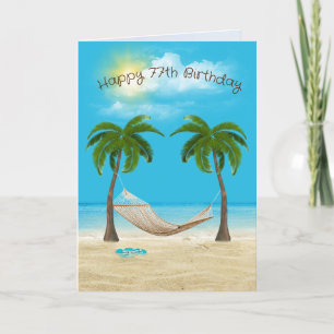 Carte Hamac sur la plage 77e anniversaire