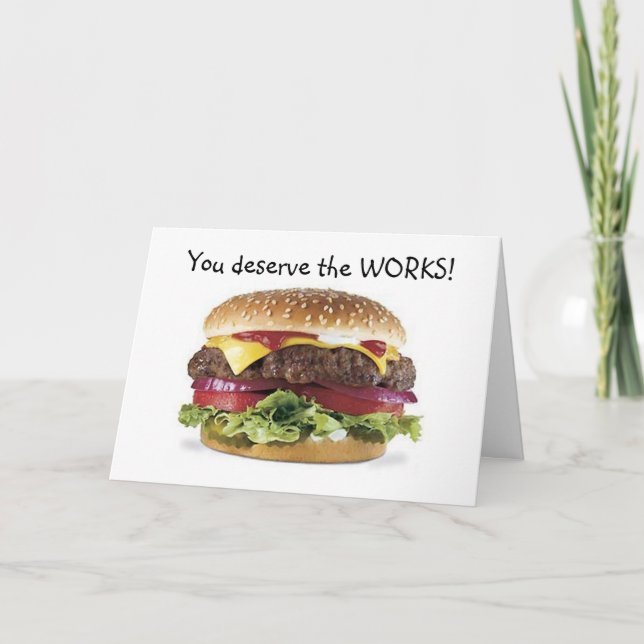 CARTE HAMBURGER DIT=VOUS MÉRITEZ L'OEUVRE-ANNIVERSAIRE (Devant)