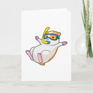 Carte Hamster à Plongée avec lunettes de natation