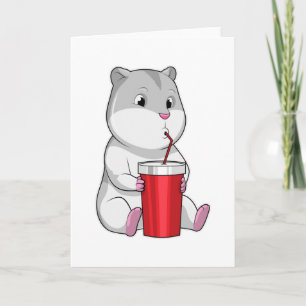 Carte Hamster avec tasse et paille
