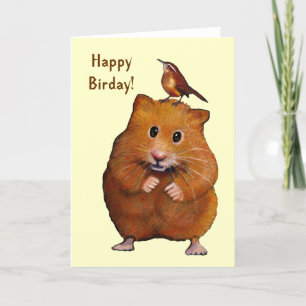Carte Hamster & Bird : Joyeux Jour des Oiseaux, Annivers
