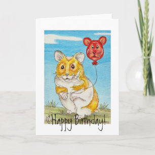 Carte Hamster d'ours panda avec le ballon rouge