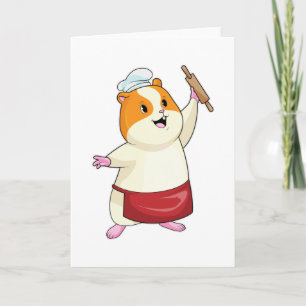 Carte Hamster en boulanger avec rouleau à pâtisserie