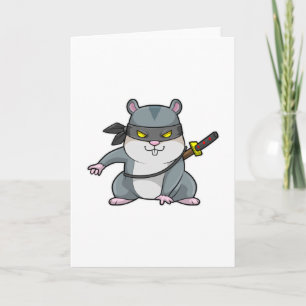 Carte Hamster en ninja aux arts martiaux avec épée