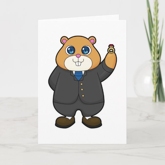 Carte Hamster en salle avec anneau Mariage (Devant)