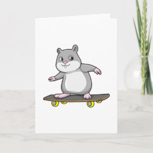 Carte Hamster en skateur avec skateboard