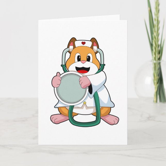 Carte Hamster en tant que médecin avec stéthoscope.PNG (Devant)