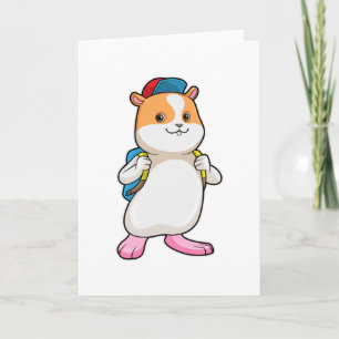 Carte Hamster en tant qu'étudiant avec sac à dos et Casq