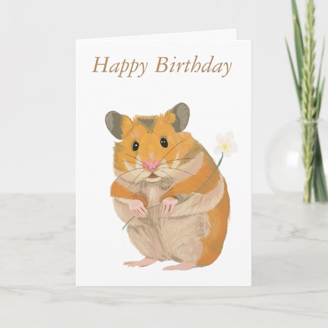 Carte Hamster mignon avec la fleur (Devant)