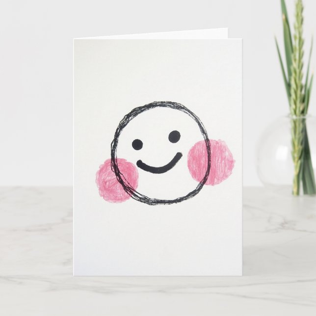 Carte Hand Drawn Happy Face Art Card (Devant)