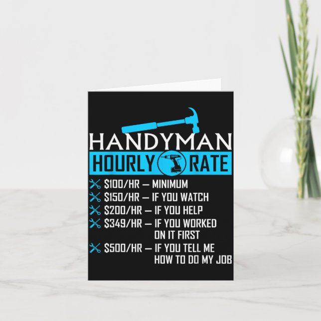 Carte Handyman Hourly Rate Humor Carpenter Funny Handy M (Devant)