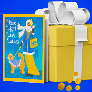 Carte Hanoukka Art Nouveau Doodle Dog Holiday