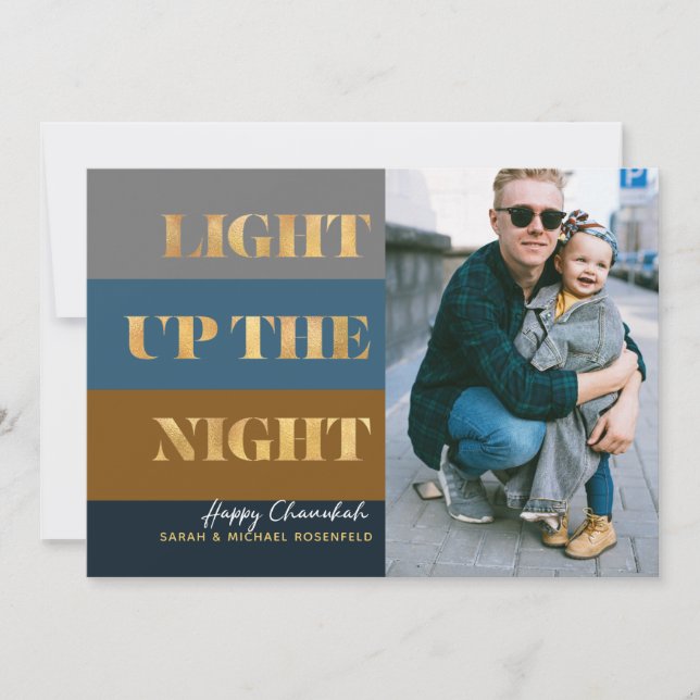 Carte Hanoukka Chanukah Gold Light Up the Night Photo (Devant)