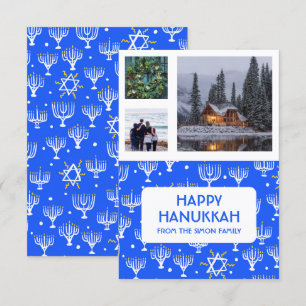 Carte HANOUKKA CUSTOM 3 PHOTOS Menorah Star Holiday