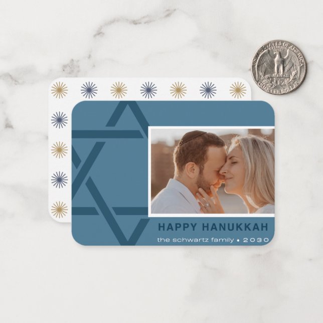 Carte Hanoukka joyeuse de la famille Schwartz (Devant/Arrière en situation)