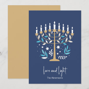 Carte Hanoukka Love & Light Floral Menorah