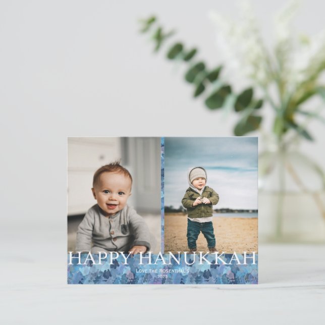 Carte Hanoukka peinte à la main (Debout devant)