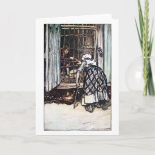 Carte Hansel a mis en cage par la sorcière