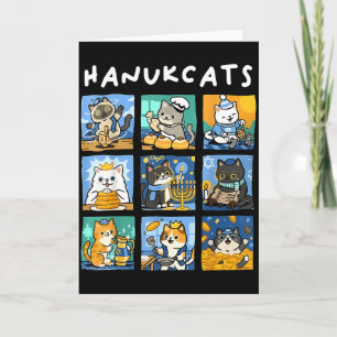 Carte Hanukcats Hanukkah Chat Menorah Juif Cadeau Chanuk