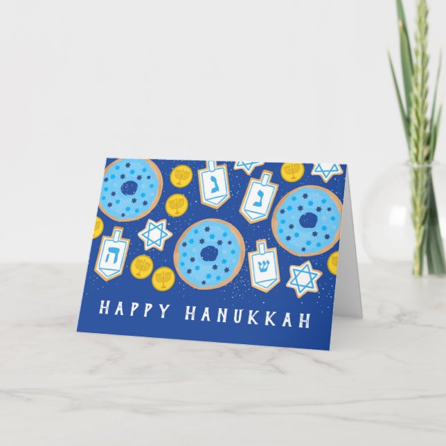 Carte Hanukkah Chanukah Desserts Donuts Biscuits (Devant)