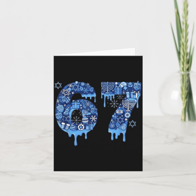 Carte Hanukkah Six Seven 67 Meme Funny Dreidel Menorah S (Devant)