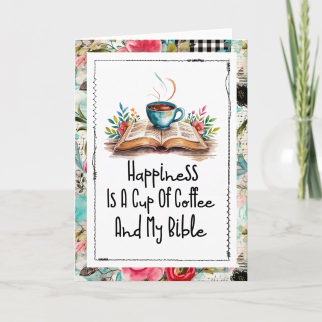 Carte Happiness Is Coffee and My Bible (Devant)
