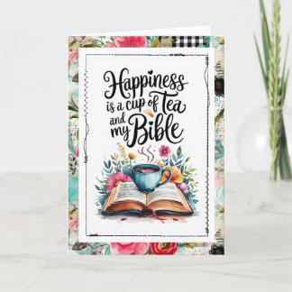 Carte Happiness Is Tea and My Bible Christian Faith Card