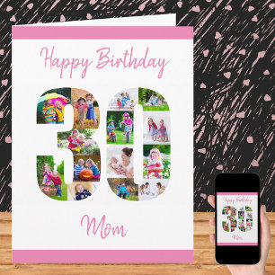 Carte Happy 30th Birthday Maman 30 Number Photo Collage