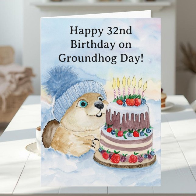 Carte  Happy 32nd Groundhog Day Birthday  (Créateur téléchargé)