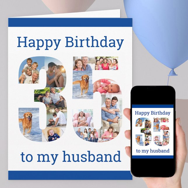 Carte Happy 35th Birthday Husband 35 Photo Collage (Créateur téléchargé)