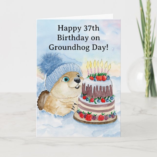 Carte  Happy 37th Groundhog Day Birthday  (Devant)