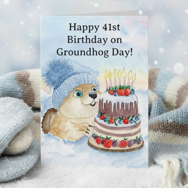 Carte  Happy 41st Groundhog Day Birthday  (Créateur téléchargé)