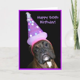 Carte Happy 50th Birthday Boxer Dog greeting card