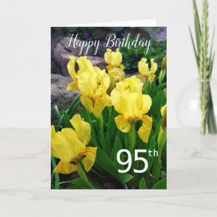 Carte Happy 95th Birthday yellow garden flowers blank