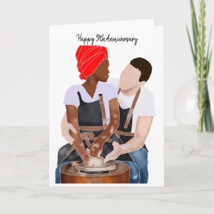 Carte Happy 9th Anniversary Interracial Couple Clay