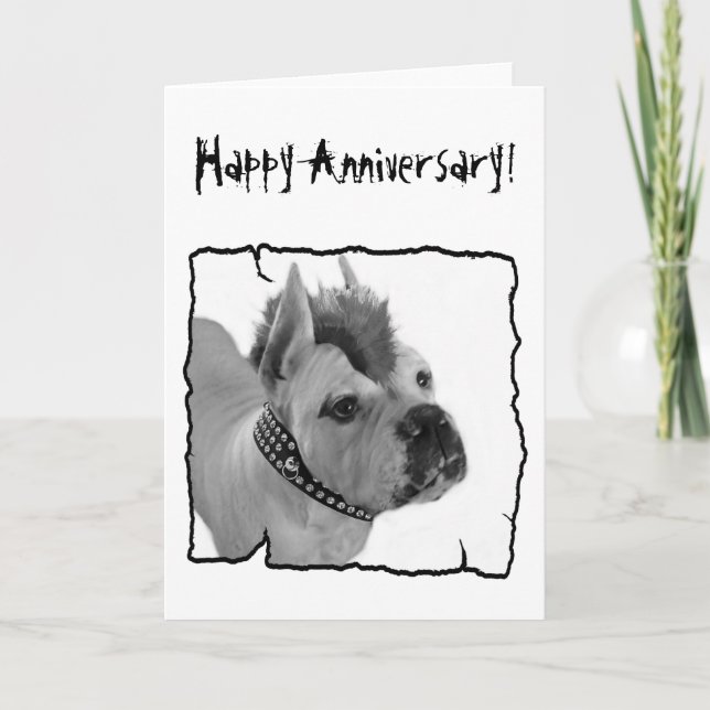 Carte Happy Anniversary Boxer punk greeting card (Devant)