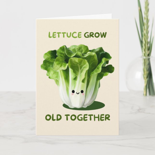 Carte Happy Anniversary Cute Funny Simple Lettuce Card (Devant)