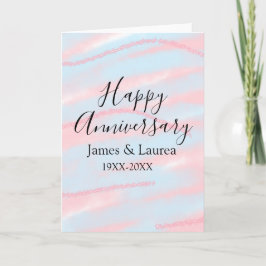 Carte Happy anniversary wedding name date year pastel
