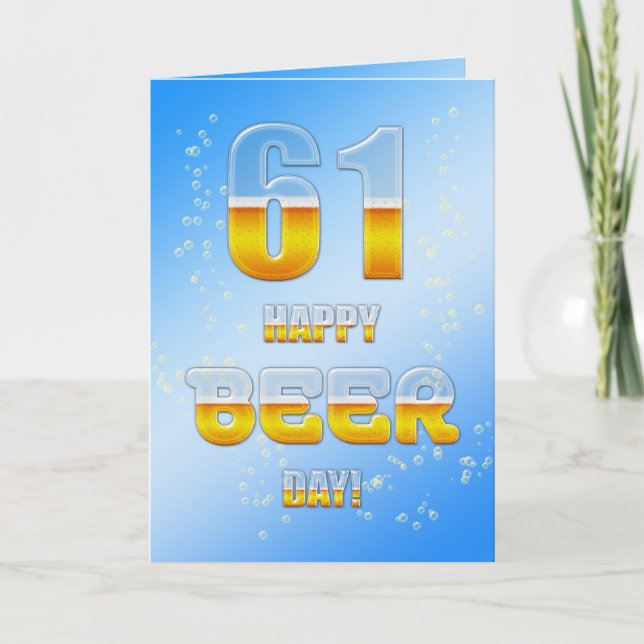 Carte Happy Beer day 61st birthday card (Devant)