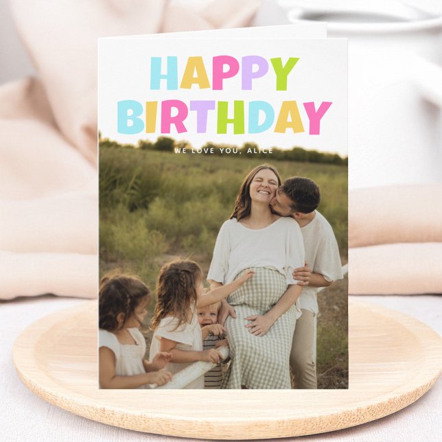 Carte Happy Birthday 3 Photo Folded Greeting Card (Créateur téléchargé)