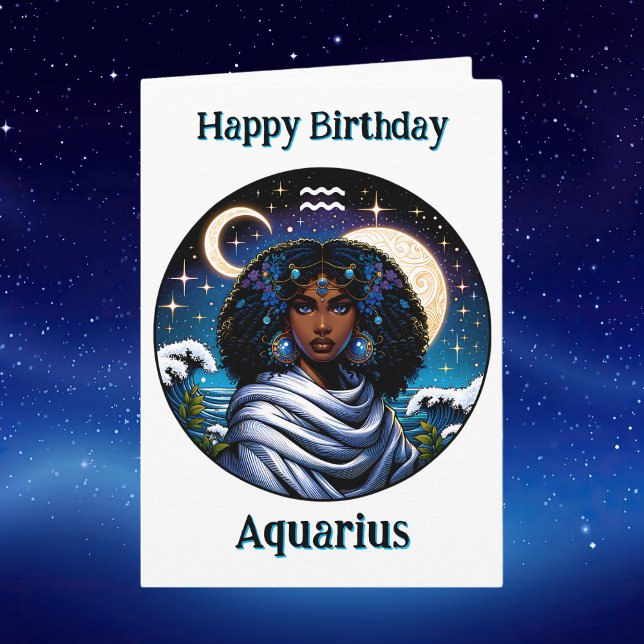 Carte Happy Birthday Aquarius |  Inside Coloring Page (Créateur téléchargé)