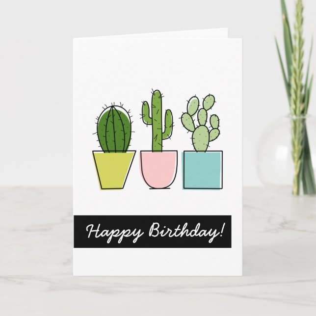 Carte Happy Birthday ! | Cactus in Pots (Devant)