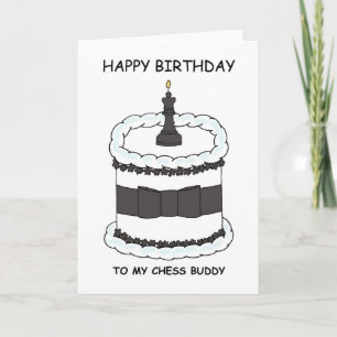 Carte Happy Birthday Chess Buddy Cartoon Cake