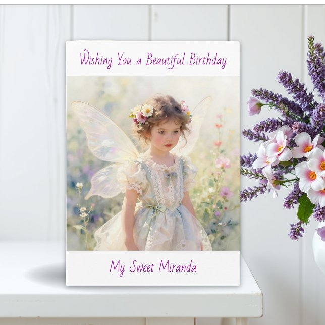 Carte Happy Birthday Fairy Floral Themed Personalized  (Créateur téléchargé)