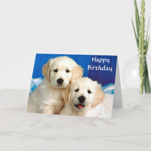 Carte Happy Birthday Golden Retriever Puppies Card