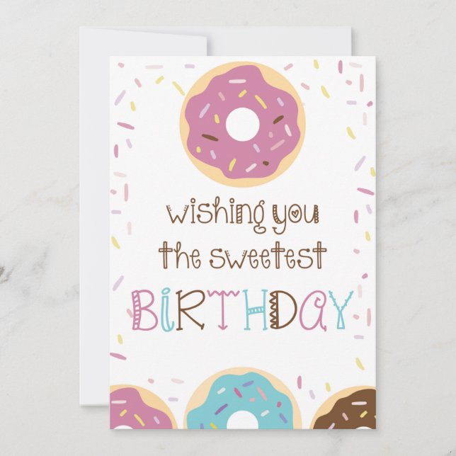 Carte Happy Birthday Greeting Card for Girls with Donuts (Devant)