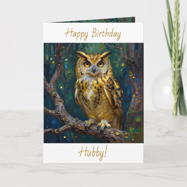Carte Happy Birthday Hubby | Owl Themed  (Devant)