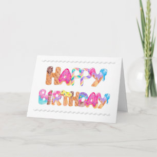 Carte Happy Birthday Ice Cream Letters